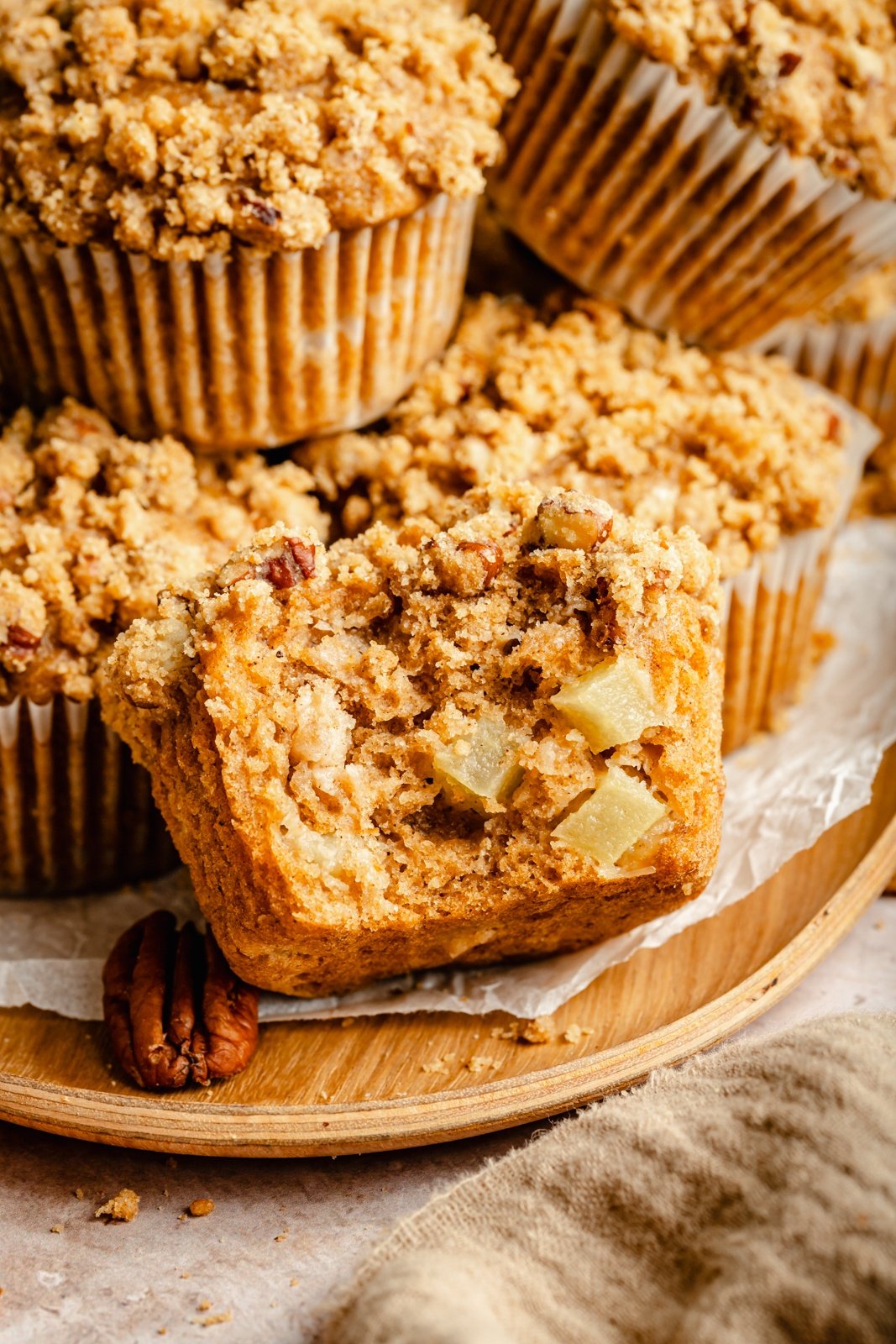apple muffin with a bite taken out