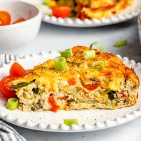 slice of zucchini pie on a plate